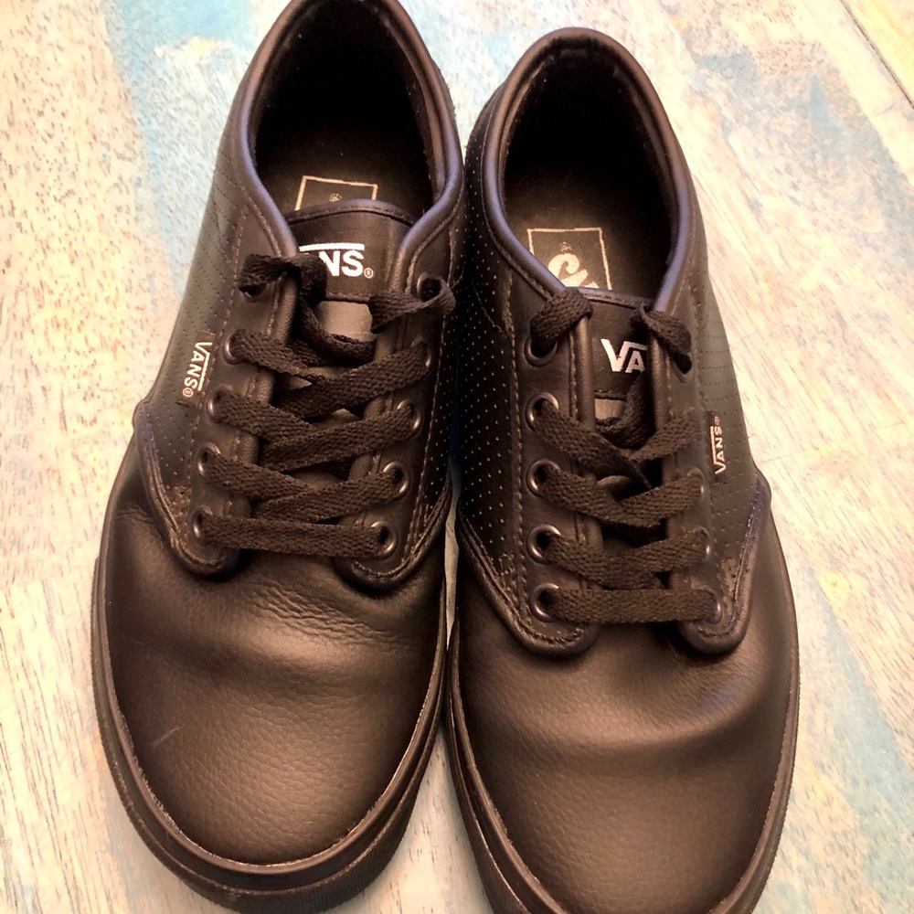 Vans black leather size 7